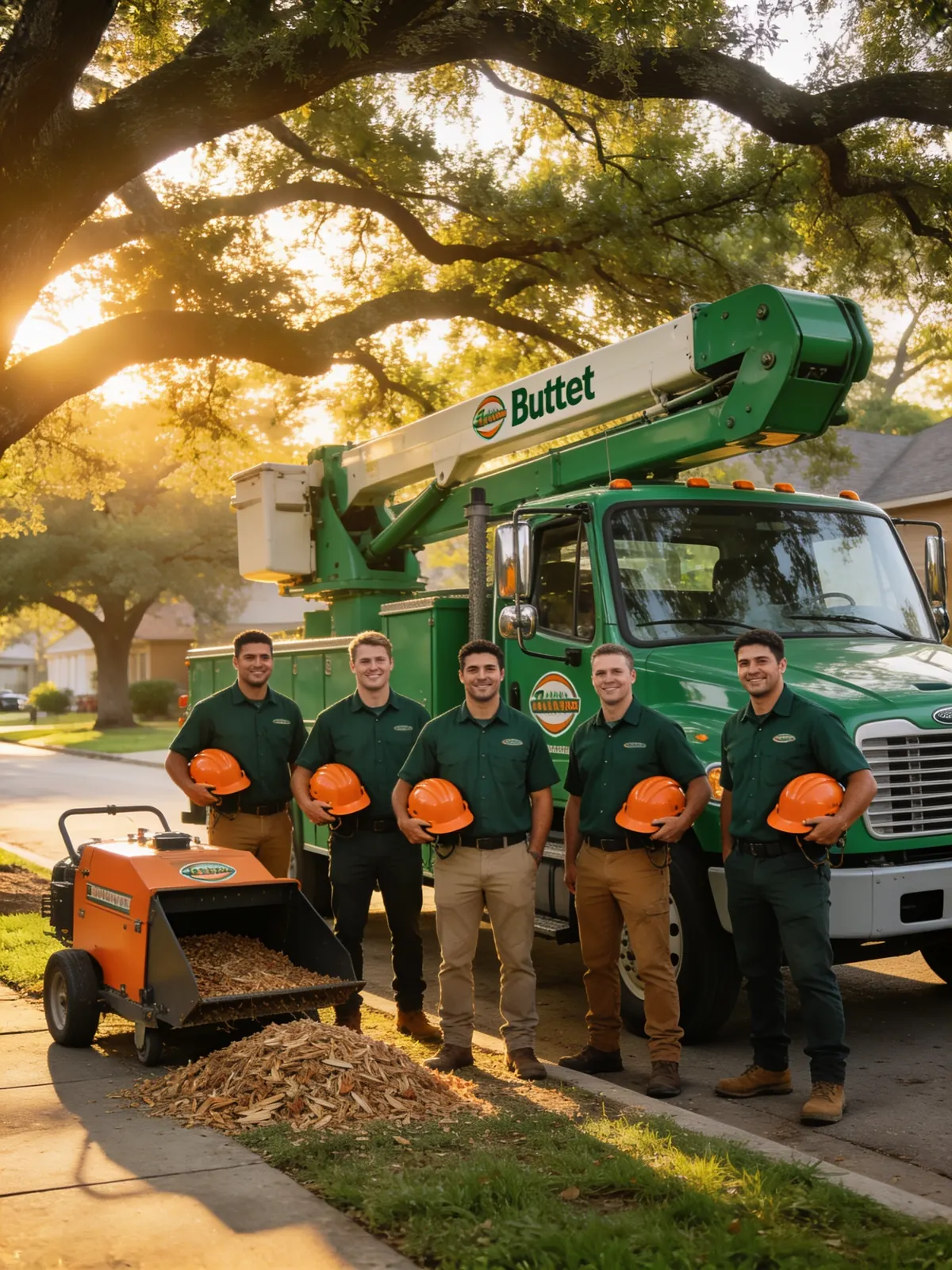 Houston Tree Care Pros crew and truck on a job site